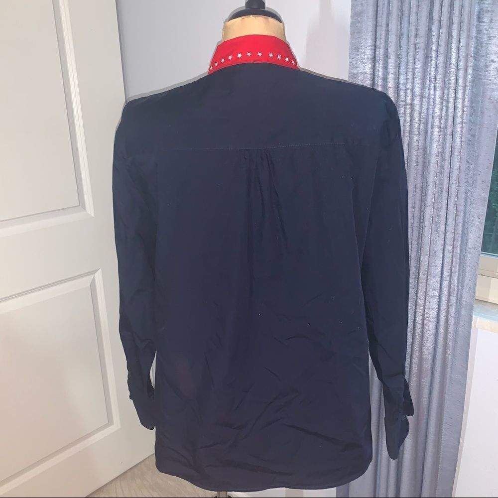Karen Scott Sport Patriotic USA Long Sleeve Button Down Shirt - Picture 6 of 6